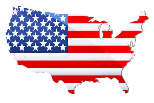The United States of America Continent Shaped Flag